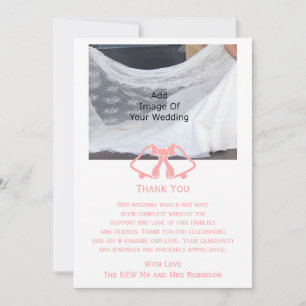 Carte De Remerciements Cloches Mariages Roses Et Ruban