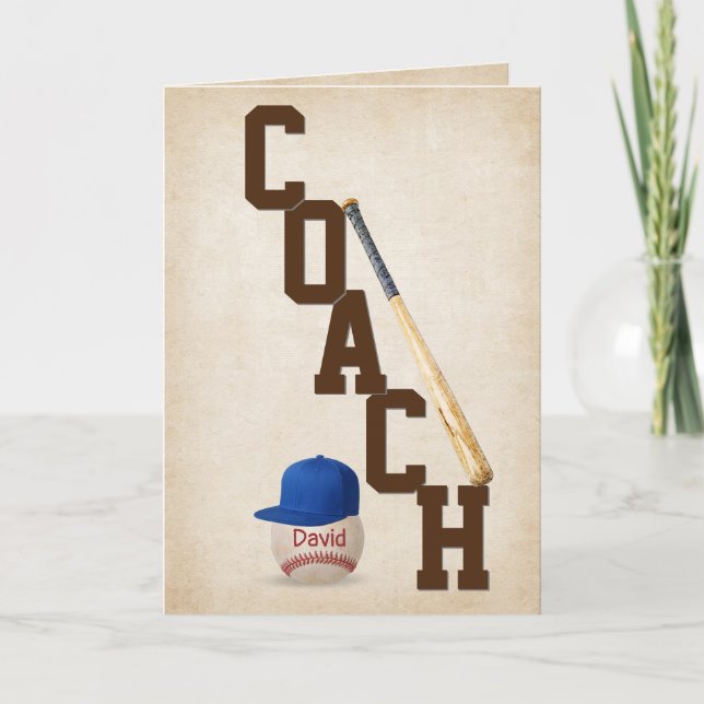 Carte de remerciements Coach De Baseball (Devant)
