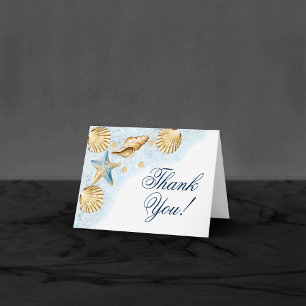 Carte De Remerciements Coastal Chic   Mariage moderne Coral Reef