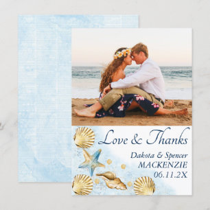 Carte De Remerciements Coastal Chic   Mariage photo moderne Coral Reef