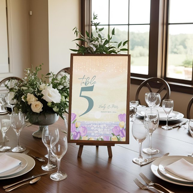 Carte De Remerciements Coastal Floral Wedding Reception Table Number (Coastal Floral Wedding Reception Table Number Card)