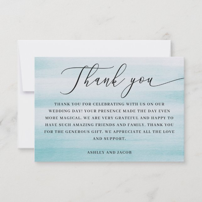 Carte De Remerciements Coastal Wedding | Elegant Script Nautical Blue (Devant)