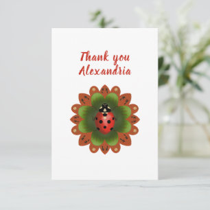 Carte De Remerciements Coccinelle originale rouge blanc et vert