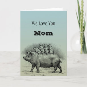Carte De Remerciements Cochon avec porcelet