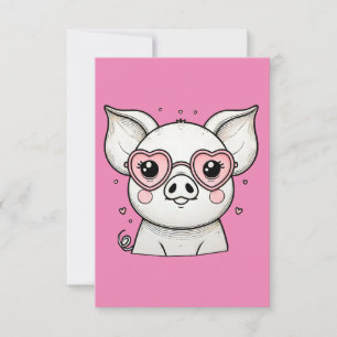 Carte De Remerciements Cochon Portant des lunettes de soleil en forme de 
