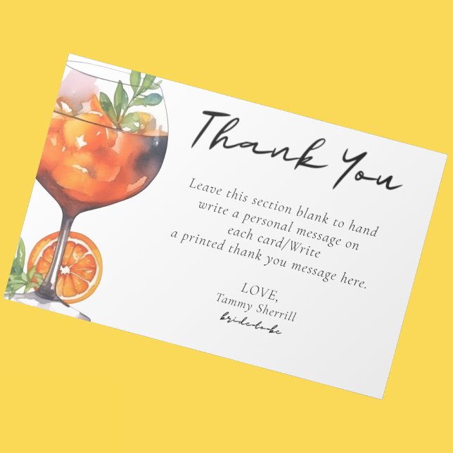 Carte De Remerciements Cocktail Aperol Spritz d'été pour la fête prénupti (Créateur téléchargé)