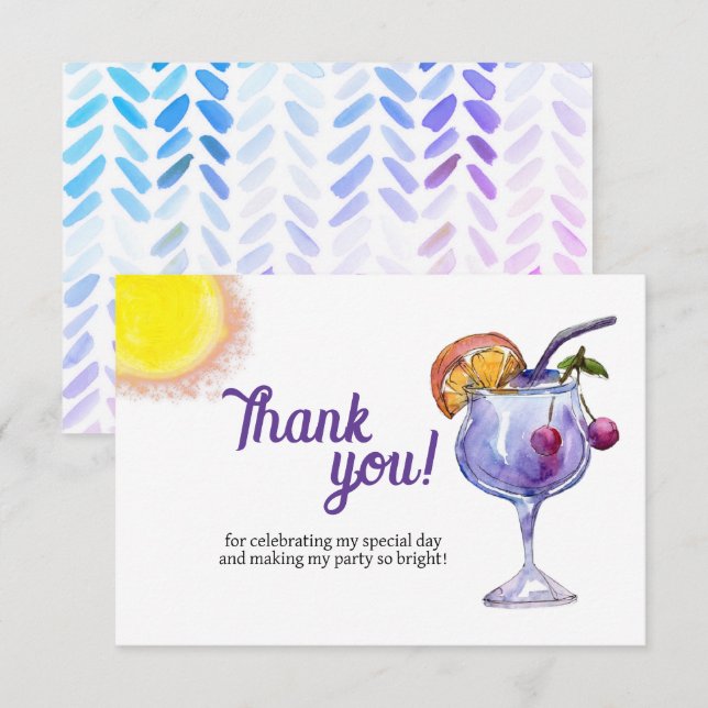 Carte De Remerciements Cocktail Beach (Devant / Derrière)