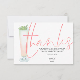 Carte De Remerciements Cocktail Coral Fête des mariées stylish Script
