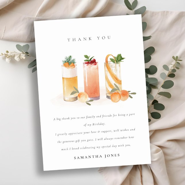 Carte De Remerciements Cocktail de fruits mignon Orange Blush Anniversair (Créateur téléchargé)