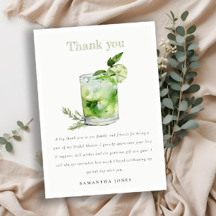 Carte De Remerciements Cocktail de mariage élégant Margarita verte