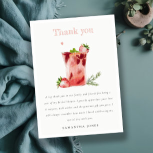 Carte De Remerciements Cocktail Mariage Rose Fruité Shower de Noces