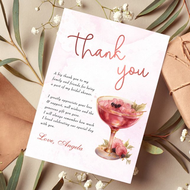 Carte De Remerciements Cocktails Brunch & Bubbly Enterrement de Vie de Je (Créateur téléchargé)