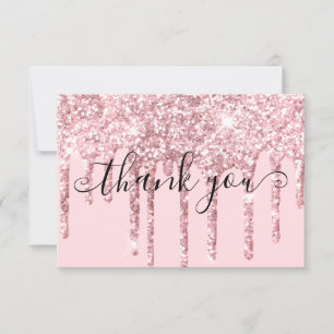 Carte De Remerciements Code Promo moderne de Parties scintillant rose fil