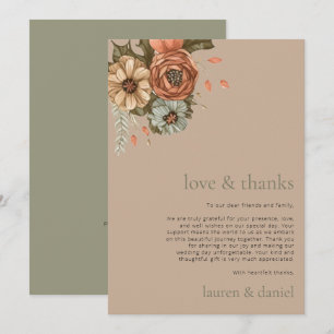 Carte De Remerciements Code QR de mariage floral vintage minimaliste