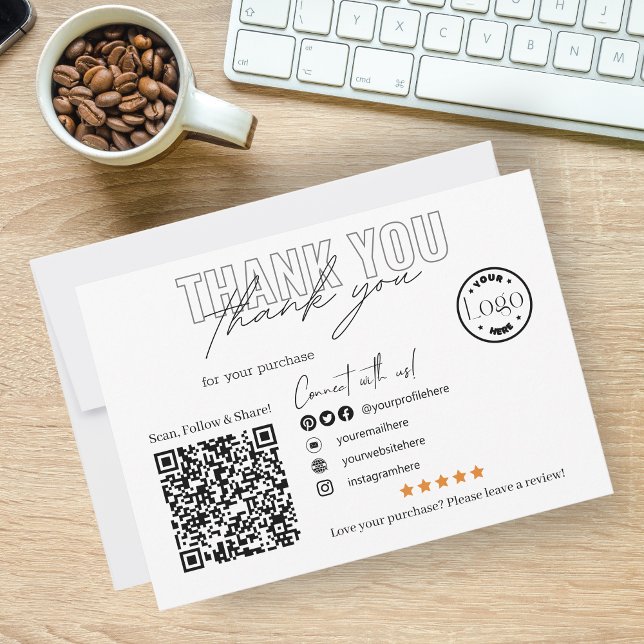 Carte De Remerciements Code QR des petites entreprises modernes | Logo Me (Créateur téléchargé)