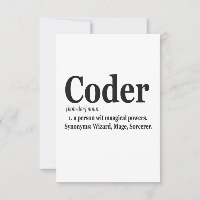 Carte De Remerciements Coder Définition Funny mignon Ordinateur Cadeau Ne (Devant)