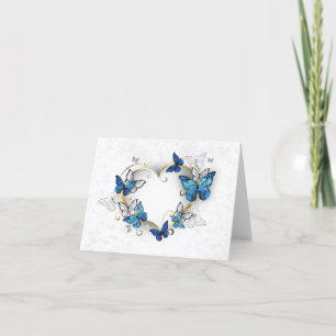 Carte De Remerciements Coeur bijoux avec papillons Morpho
