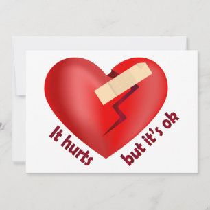 Carte De Remerciements Coeur brisé guéri avec patch et citation de vie