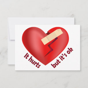 Carte De Remerciements Coeur brisé guéri avec patch et citation de vie