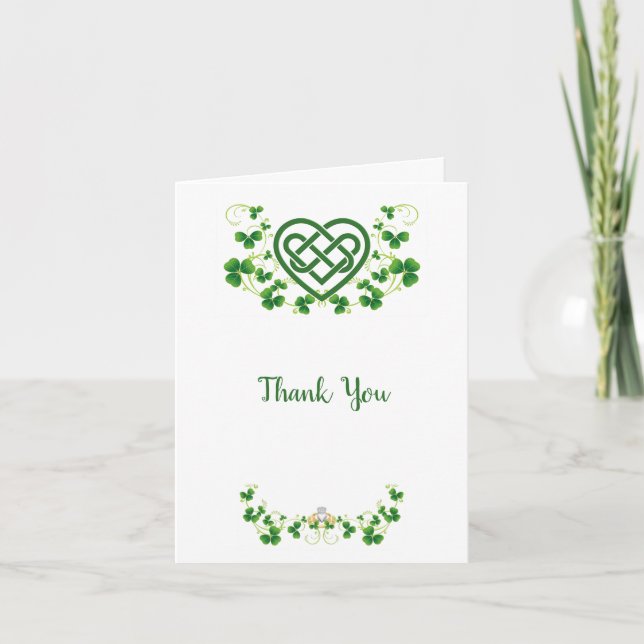 Carte De Remerciements Coeur celtique traditionnel avec Shamrock (Devant)