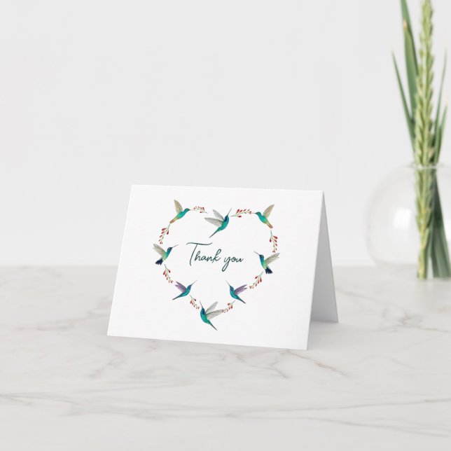 Carte De Remerciements Coeur colibri (Devant)