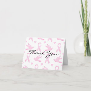 Carte De Remerciements Coeur de colombe de ruban de cancer du sein