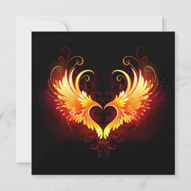 Carte De Remerciements Coeur de feu ange avec ailes (Devant)