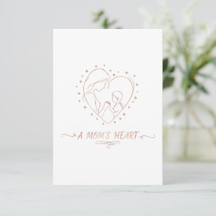 Carte De Remerciements Cœur de Maman Élégante mère et enfant en or rose