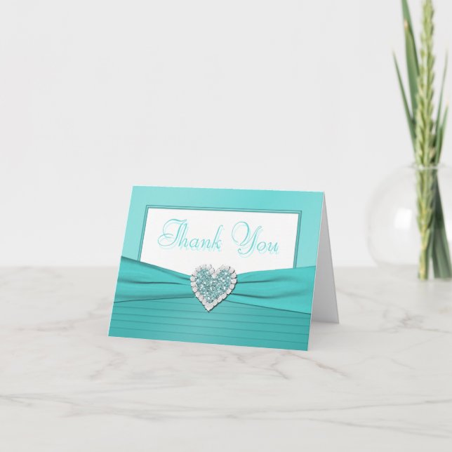 Carte de remerciements Coeur de Parties scintillan (Devant)