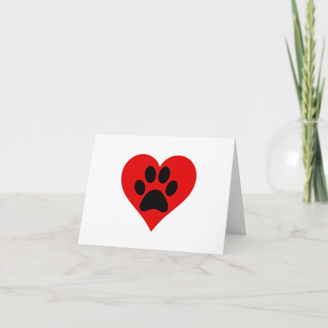 CARTE DE REMERCIEMENTS COEUR EMPREINTE DE PATTE (Devant)