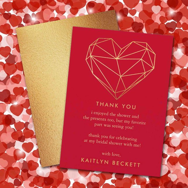 Carte De Remerciements Coeur géométrique Fête des mariées de la Saint Val (Créateur téléchargé)