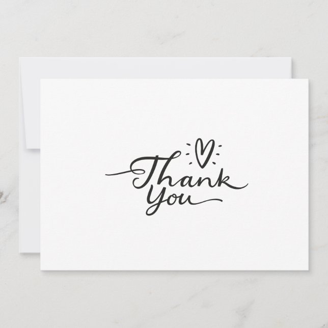 Carte de remerciements Coeur mignon à script simpl (Devant)