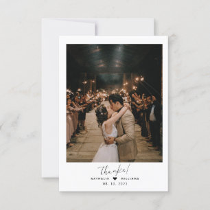 Carte De Remerciements Coeur minimaliste avec photo Mariage bleu Dusty