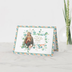 Carte De Remerciements Coeur religieux immaculé de Marie Eucalyptus