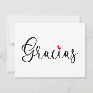Carte De Remerciements Coeur rouge noir Calligraphie manuscrite Gracias