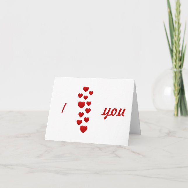 Carte De Remerciements coeur rouge valentin Je t'aime (Devant)