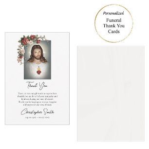 Carte De Remerciements Cœur Sacré de Jésus Funérailles Catholiques Romain