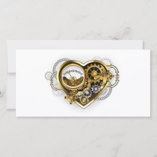 Carte De Remerciements Cœur Steampunk avec un manomètre