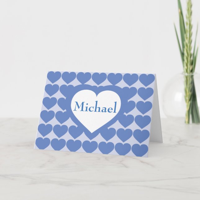 Carte De Remerciements Coeurs Bleus Bébé - Personnalisé (Devant)