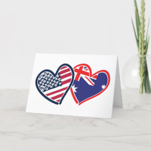 Carte De Remerciements Cœurs de drapeau des États-Unis et d'Australie