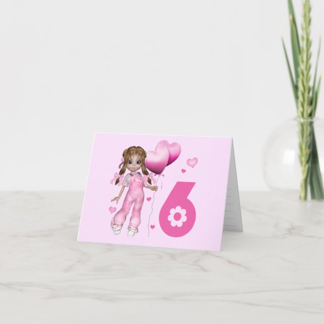 Carte De Remerciements Coeurs de fille 6e anniversaire Renouvellement de  (Devant)