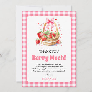 Carte De Remerciements Cœurs de fraises arc Premier anniversaire photo de