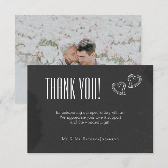 Carte De Remerciements Coeurs de gribouillis mariage (Devant / Derrière)