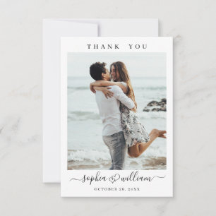 Carte De Remerciements Coeurs De Mariage Simplement Élégants Photo Simple