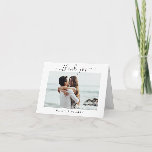 Carte De Remerciements Coeurs de mariage tout simplement élégants Simple  (Devant)