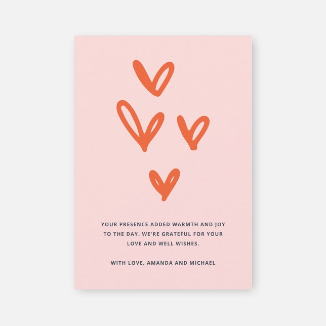 Carte De Remerciements Coeurs mignons Pastel Rose (Créateur téléchargé)
