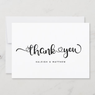 Carte De Remerciements Cœurs modernes Brush Script Mariage Moderne