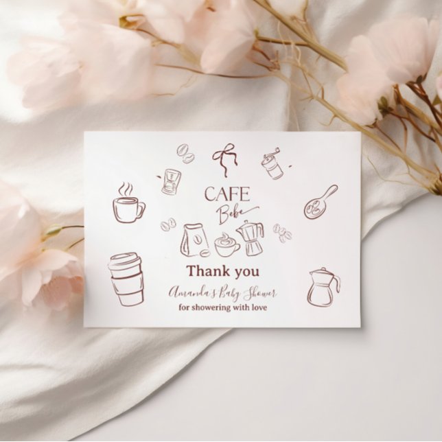 Carte De Remerciements Coffee Theme Cafe Bebe Brewing Baby Shower (Créateur téléchargé)