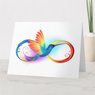 Carte De Remerciements Colibri arc-en-ciel avec symbole Infinity