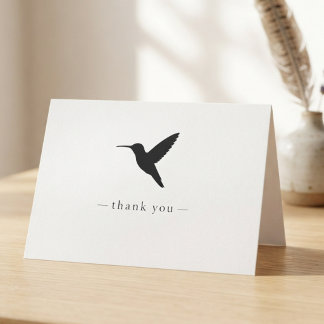 Carte De Remerciements Colibri botanique minimaliste